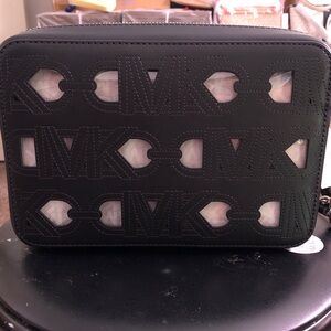Michael Kors Black Cutout Logo Crossbody Bag